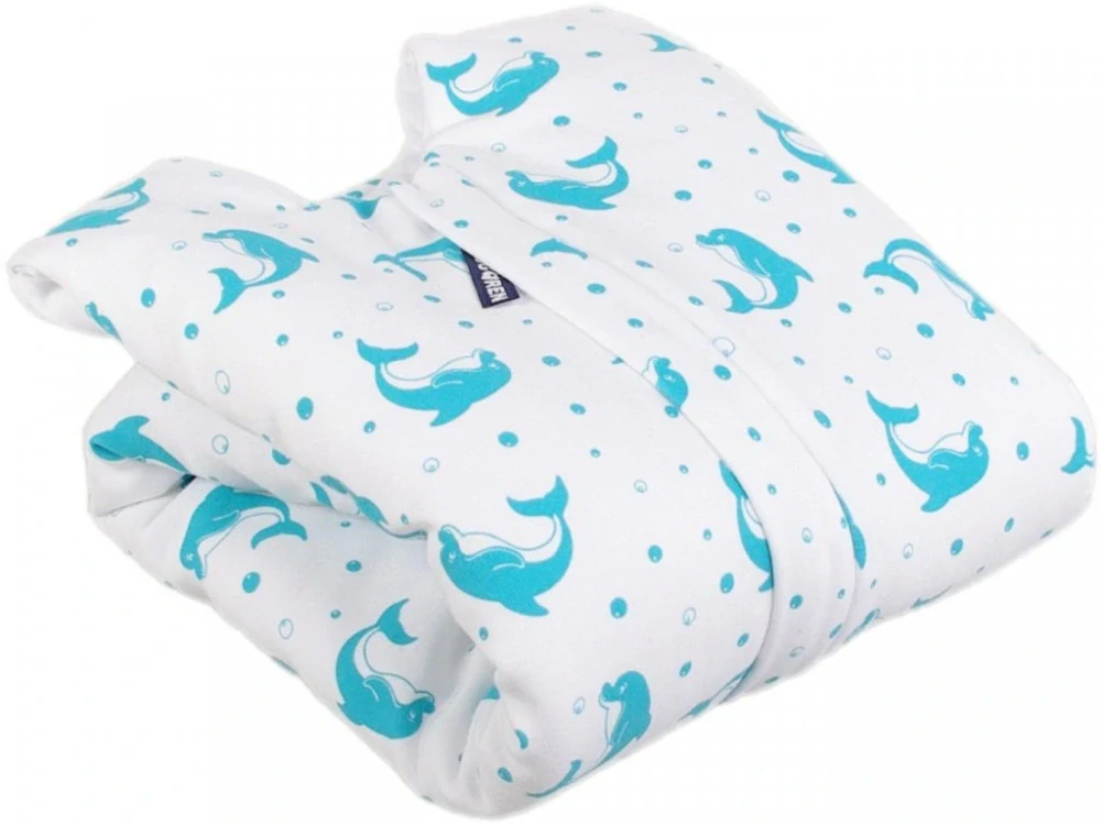 Letní bio spací pytel s nožičkami 100 cm delfínci aqua Kaarsgaren