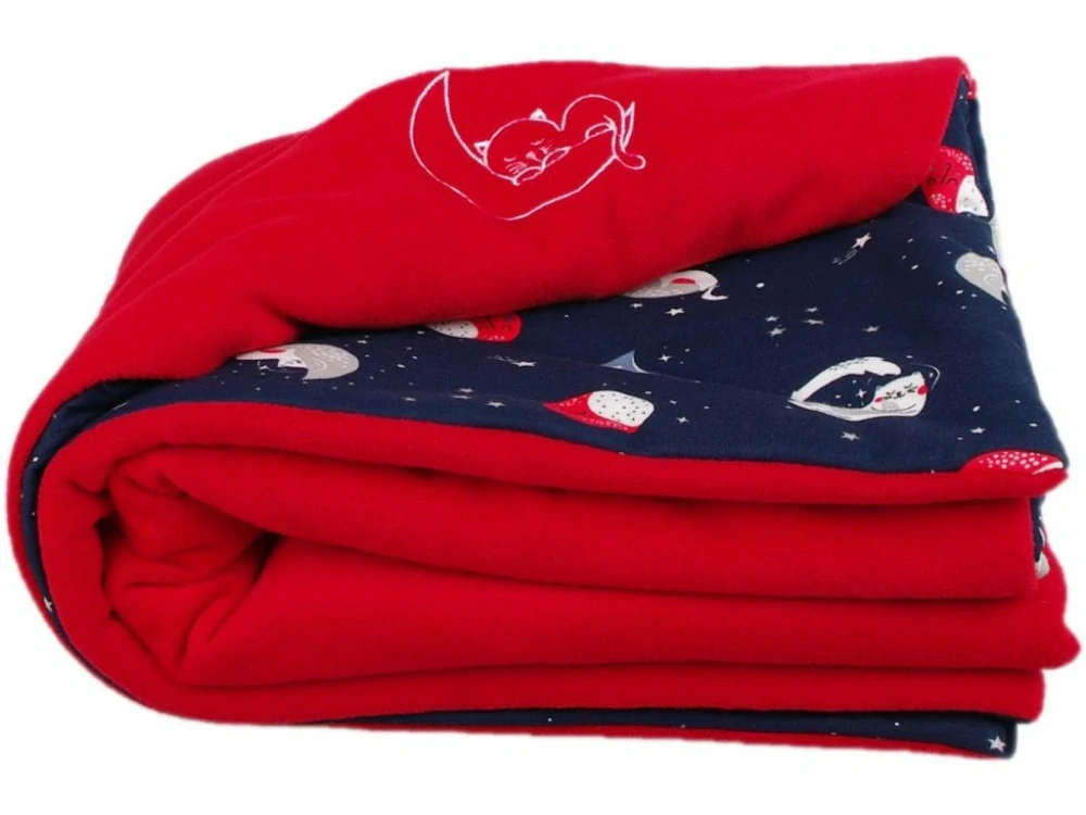 Zateplená dětská deka 100x70 cm červená kočičky Kaarsgaren