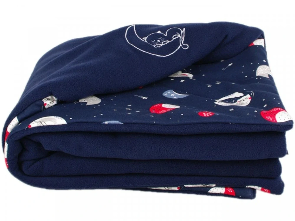 Zateplená dětská deka 100x70 cm tmavomodrá kočičky Kaarsgaren