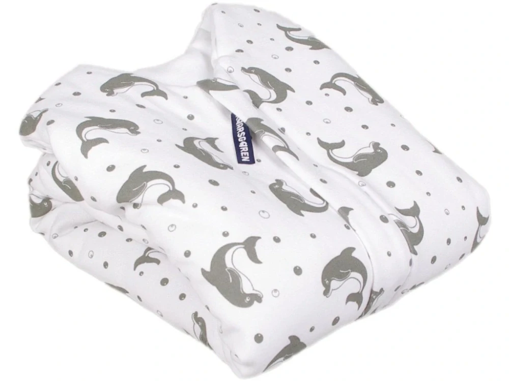 Bio spací pytel s nožičkami 60 cm delfínci šedé Kaarsgaren