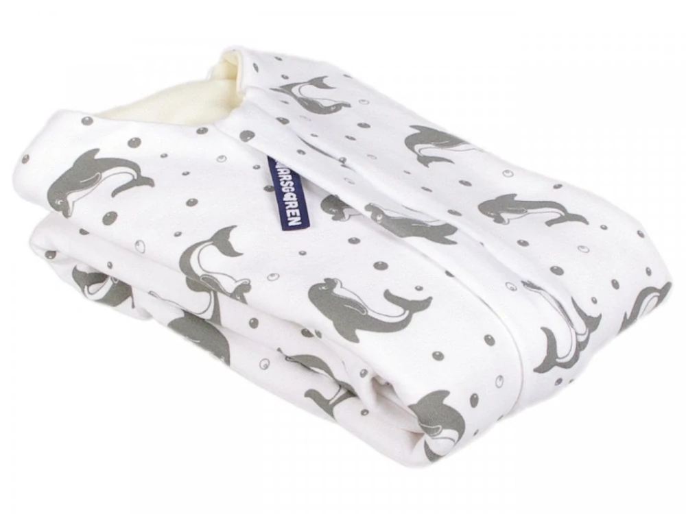 Celoroční merino spací pytel 70 cm bio šedí delfínci Kaarsgaren