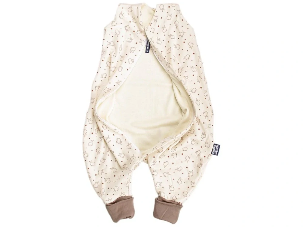 Merino spací pytel 70 cm bio králíci s nožičkami béžové nohavice Kaarsgaren