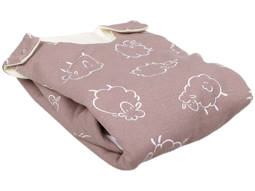 Merino spací pytel 70 cm ovečky hnědé zip na boku Kaarsgaren