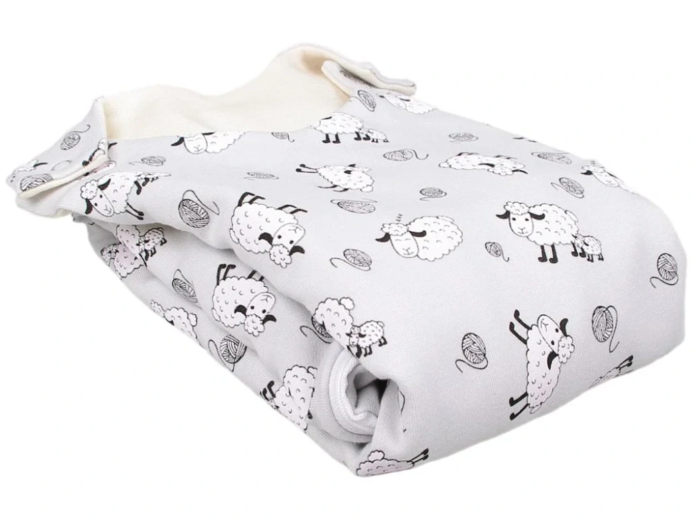 Merino spací pytel 70 cm bio ovečky šedé zip na boku Kaarsgaren