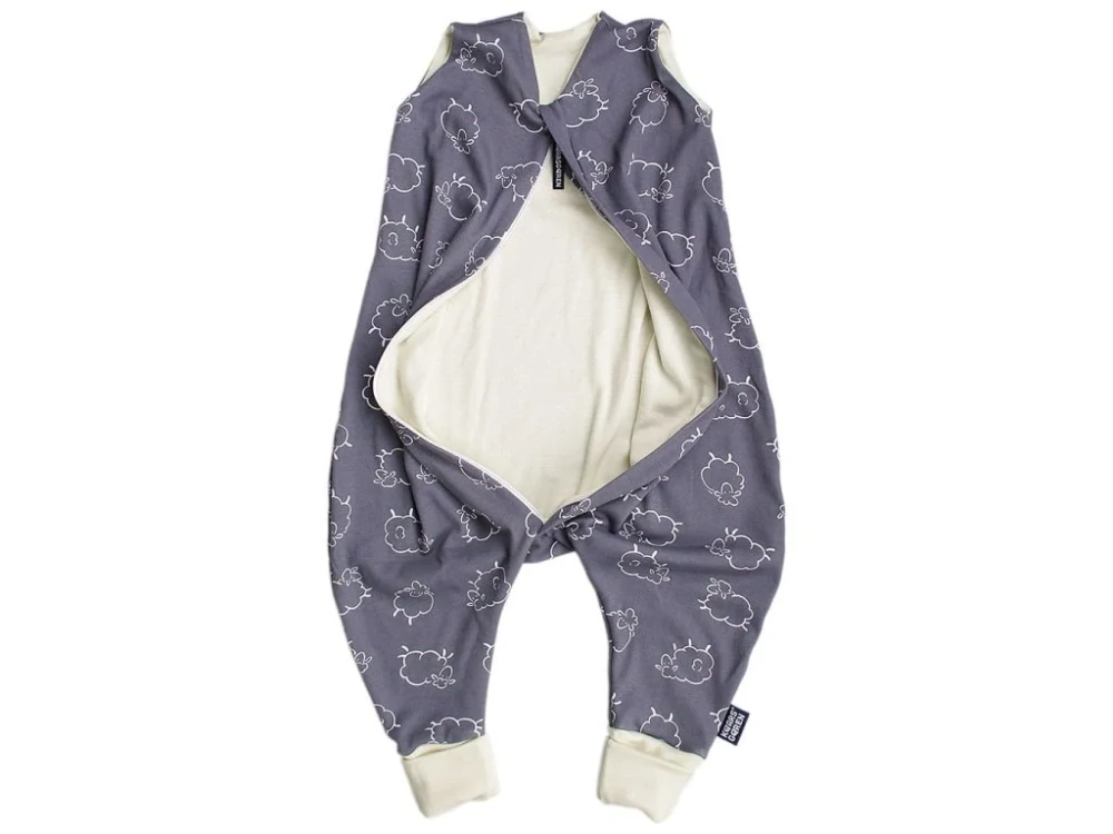 Merino spací pytel 90 cm s nožičkami – šedé ovečky Kaarsgaren