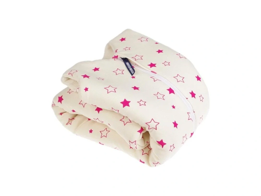 Spací pytel z biobavlny 70 cm fuchsiové hvězdičky Kaarsgaren