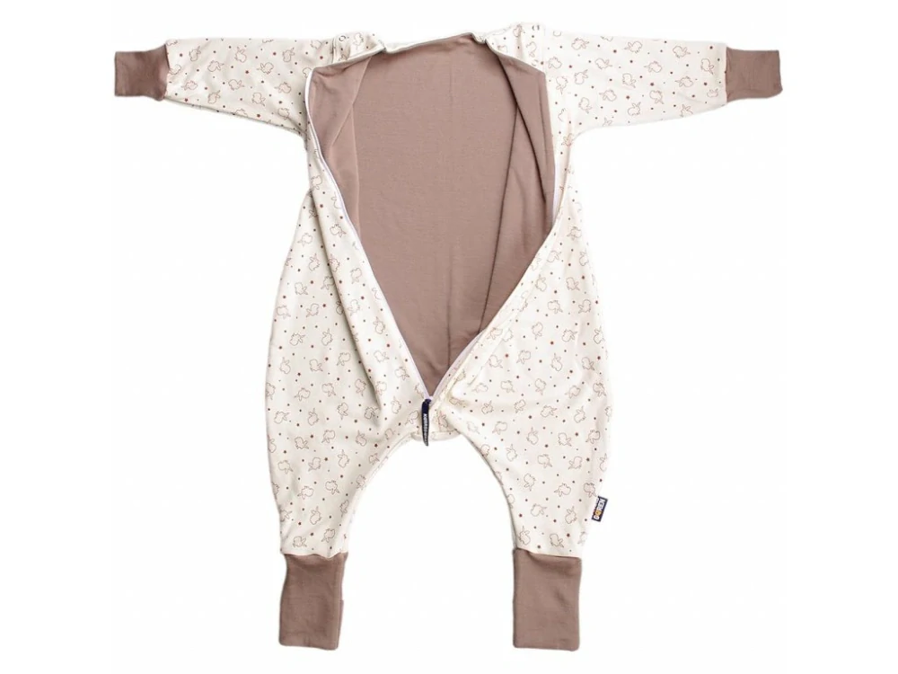 Merino spací pytel s rukávy 60 cm bio králíci béžové nohavice Kaarsgaren