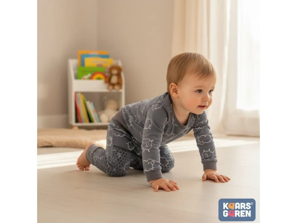 Kalhoty s protiskluzem merino šedé černý lem velikost 86 Kaarsgaren