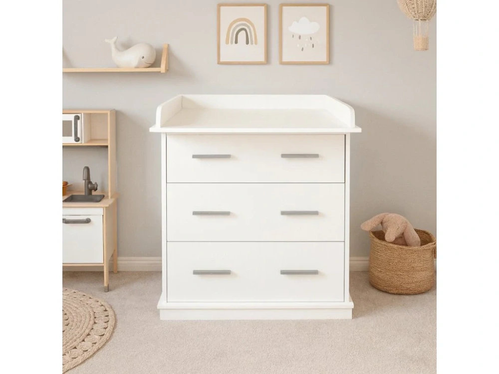 Přebalovací komoda se 3 zásuvkami Scarlett - (laminát) - bílá