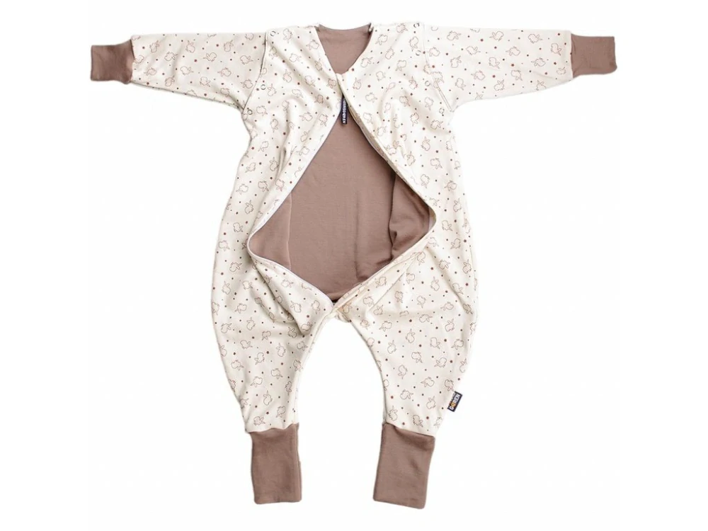 Merino spací pytel s rukávy 60 cm bio králíci béžové nohavice Kaarsgaren