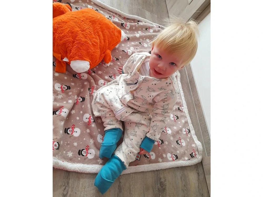 Merino spací pytel s rukávy 60 cm bio želvy zelené nohavice Kaarsgaren