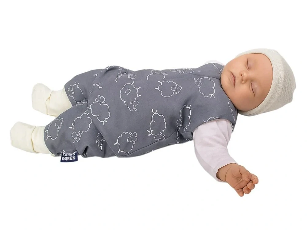 Merino spací pytel 60 cm s nožičkami – šedé ovečky Kaarsgaren