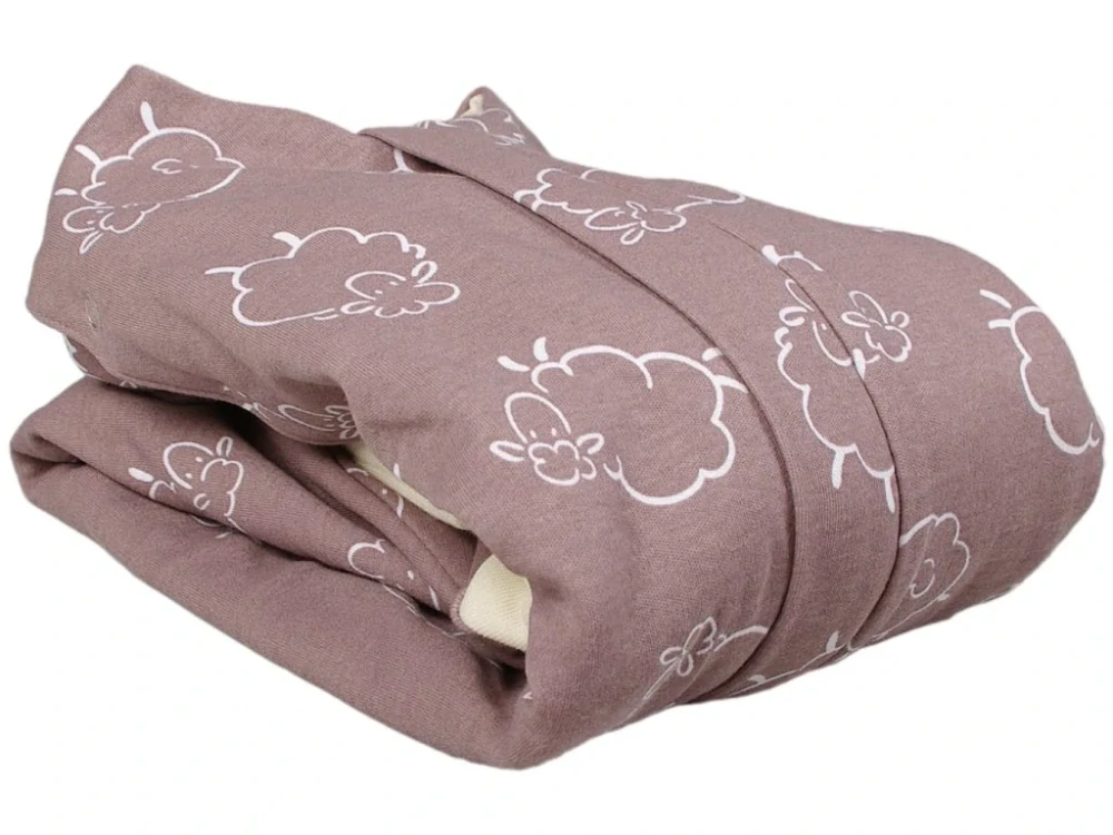 Merino spací pytel s nohavicemi a odepínacími rukávy – hnědé ovečky 60 cm Kaarsgaren