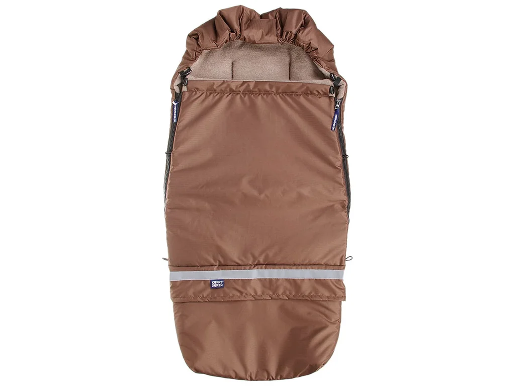Hnědý rostoucí fusak do kočárku s taupe merino fleecem Kaarsgaren