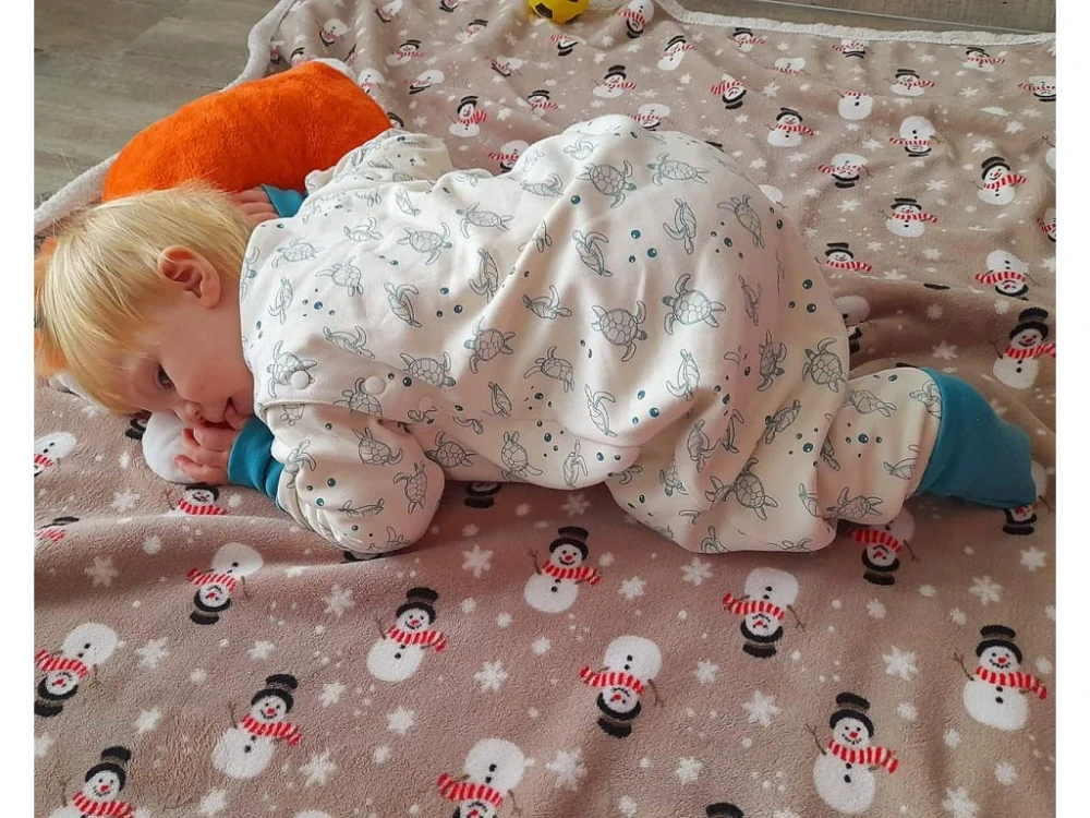 Merino spací pytel s rukávy 60 cm bio želvy zelené nohavice Kaarsgaren