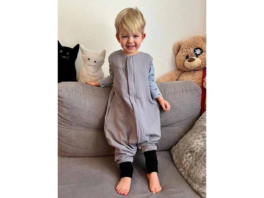 Letní spací pytel s nožičkami 70 cm mentolový mušelín Kaarsgaren