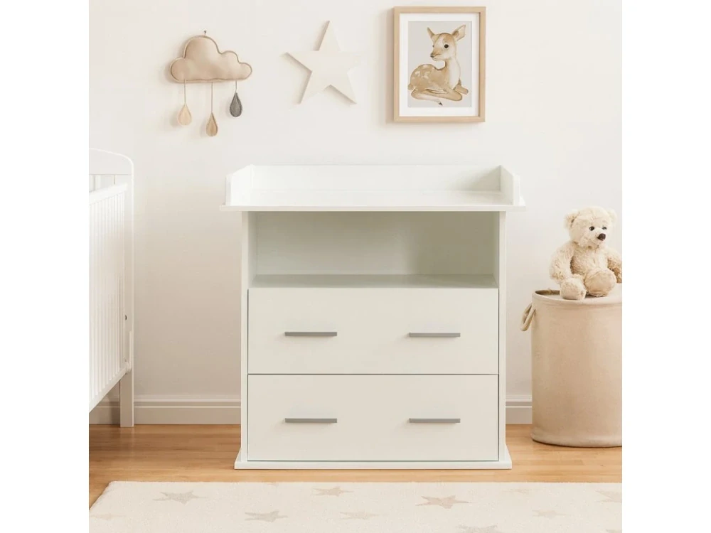 Přebalovací komoda s 2 zásuvkami Scarlett - (laminát) - bílá