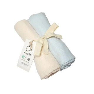 Mušelínová plenka smetanová a modrá 70x70 cm 2 ks v balení PREM