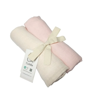 Kvalitní Plena mušelínová 70x70 cm - 2 ks v balení- růžová+cream PREM