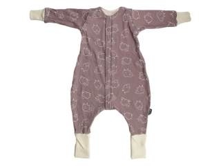 Merino spací pytel s nohavicemi a odepínacími rukávy – hnědé ovečky 60 cm Kaarsgaren