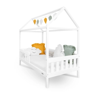 Dětská postel domeček se zábradlím a roštem New Baby CASTELLO 160x80 cm bílá