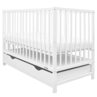 Dětská postýlka 120x60 cm vyndavací příčky se šuplíkem New Baby BASIC bílá