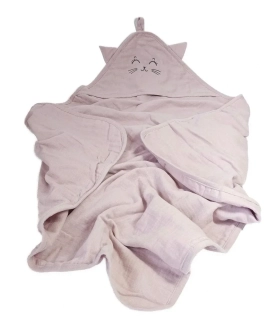 Dětská mušelínová osuška s kapucí růžová, 80x80 cm PREM