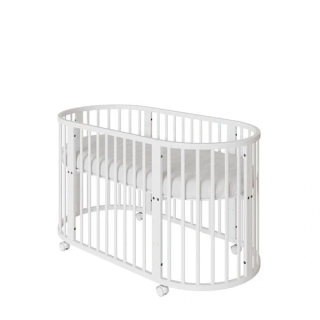 Dětská rostoucí postýlka 3v1 oválná + matrace New Baby bílá