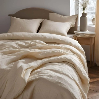 Mušelínové povlečení na postel cream, 140x200+70x90 cm