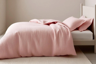 Mušelínové povlečení do dětské postýlky růžové, 100x135+45x60 cm PREM