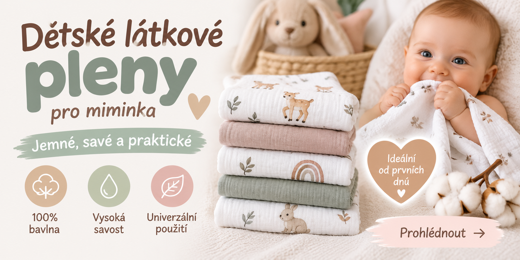 Dětské látkové pleny pro miminka – bavlněné, tetra a mušelínové plenky | Kukulky.cz
